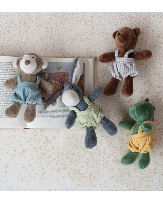 Plush Animal In Cotton Overalls