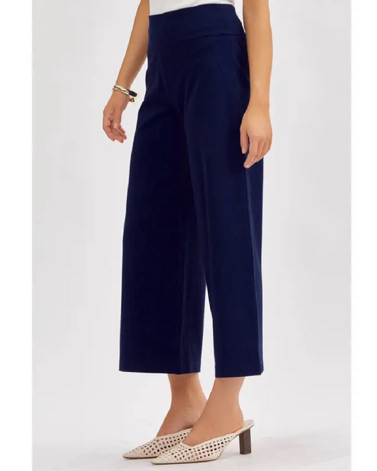 Magic Wide Cropped Pants | Navy