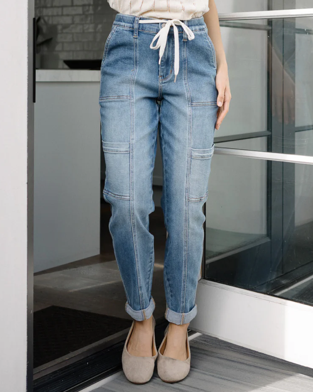 High Waist | Jogger | Cuffed Cargo Jeans