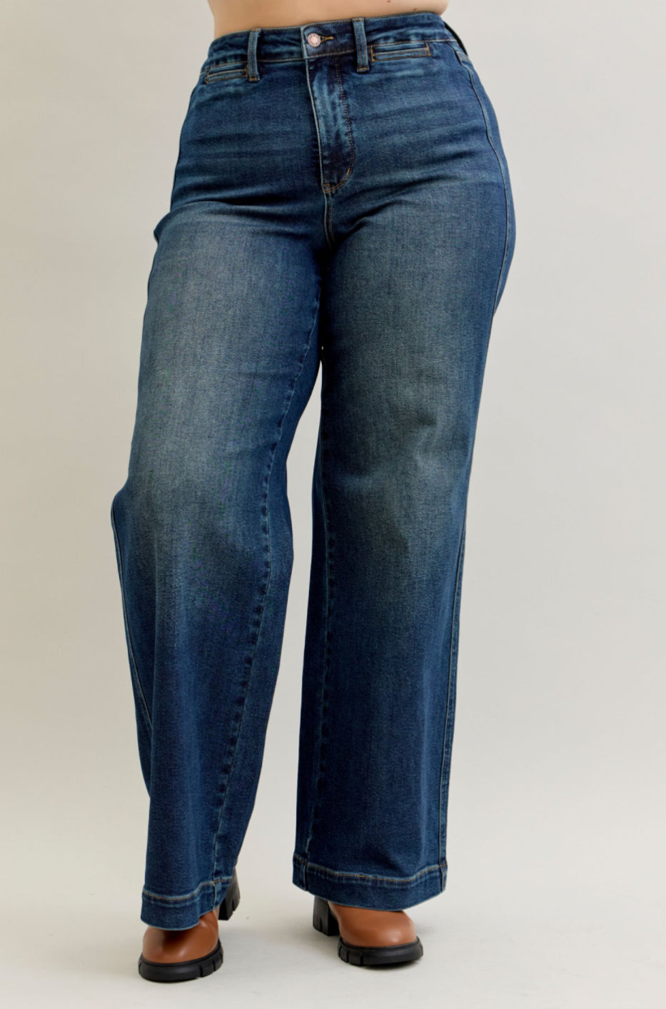 High Waist | Retro Wide Leg | Dark Wash Jeans