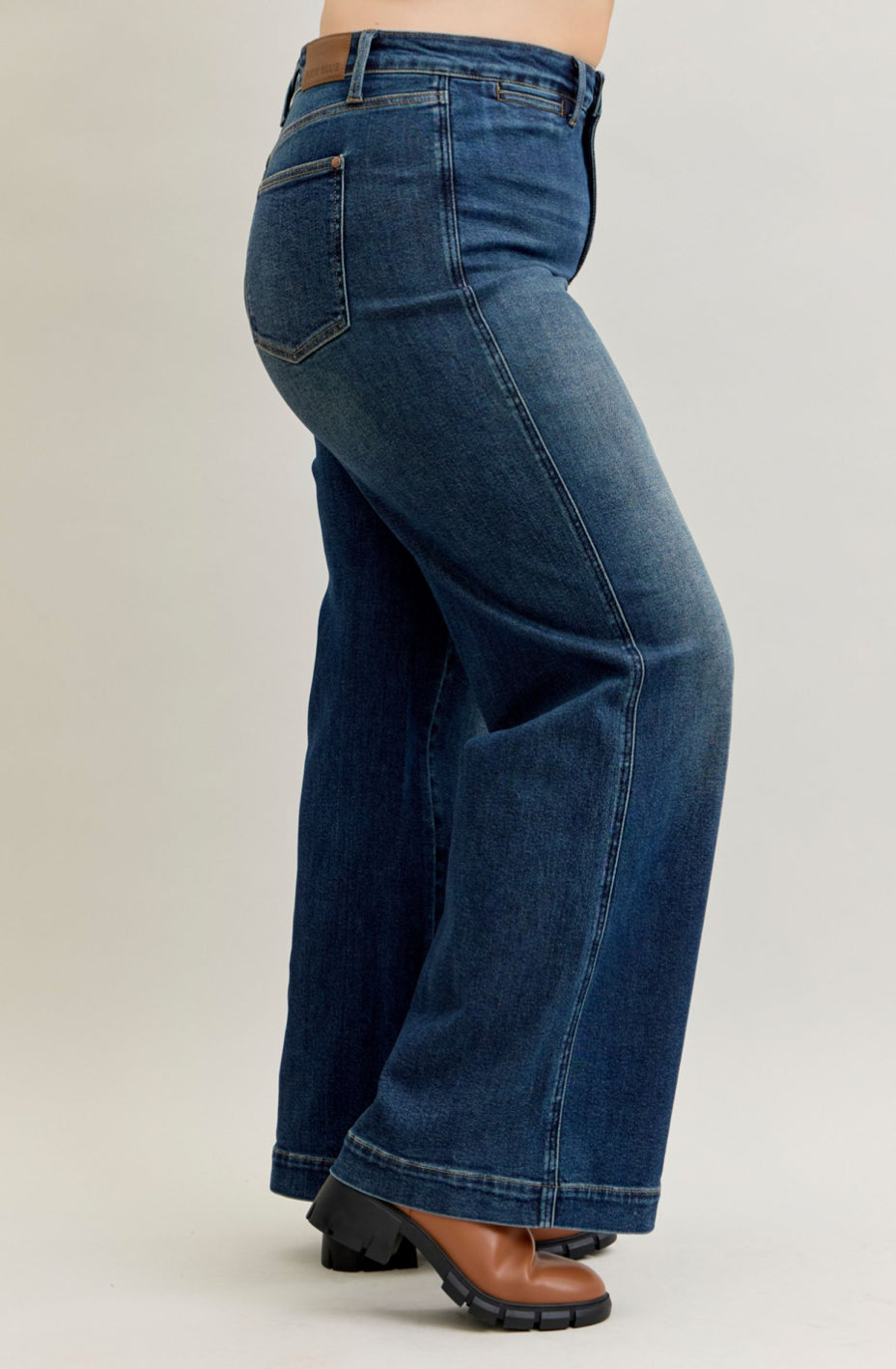 High Waist | Retro Wide Leg | Dark Wash Jeans