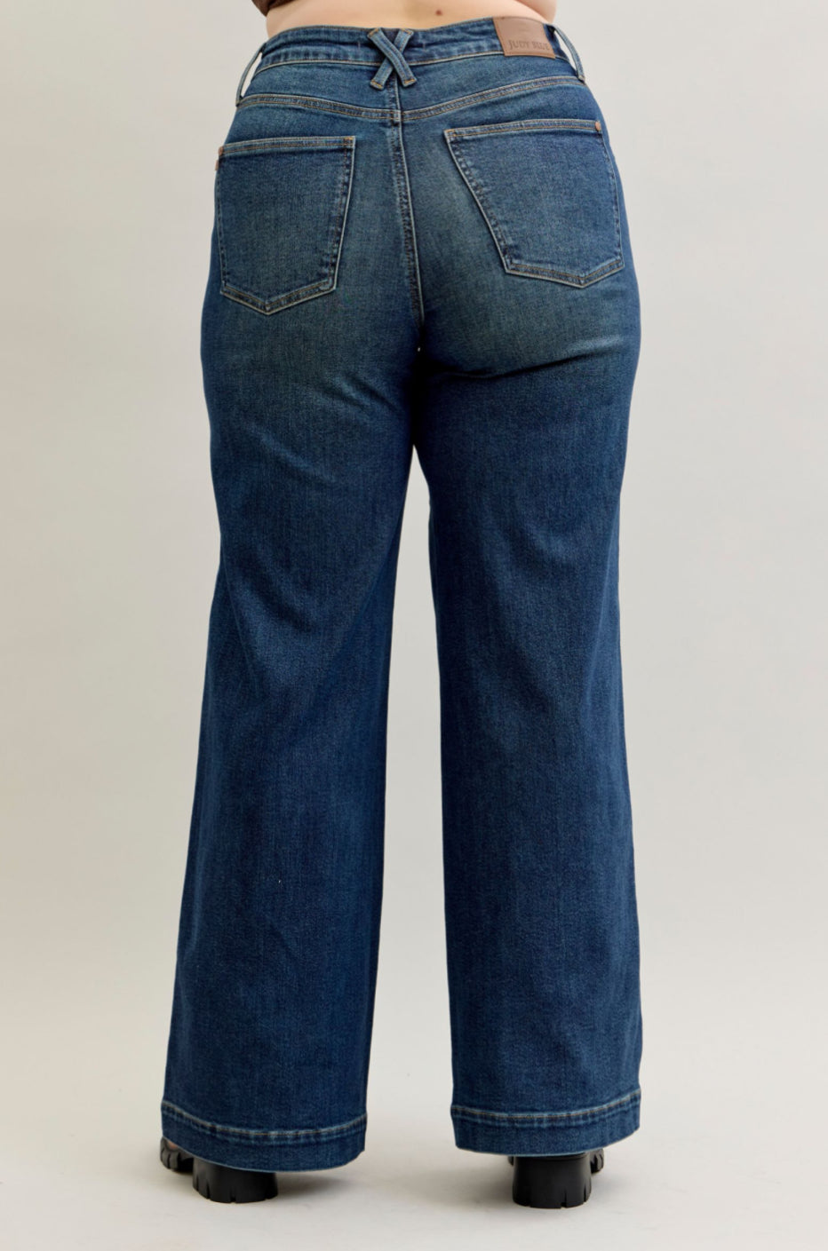 High Waist | Retro Wide Leg | Dark Wash Jeans