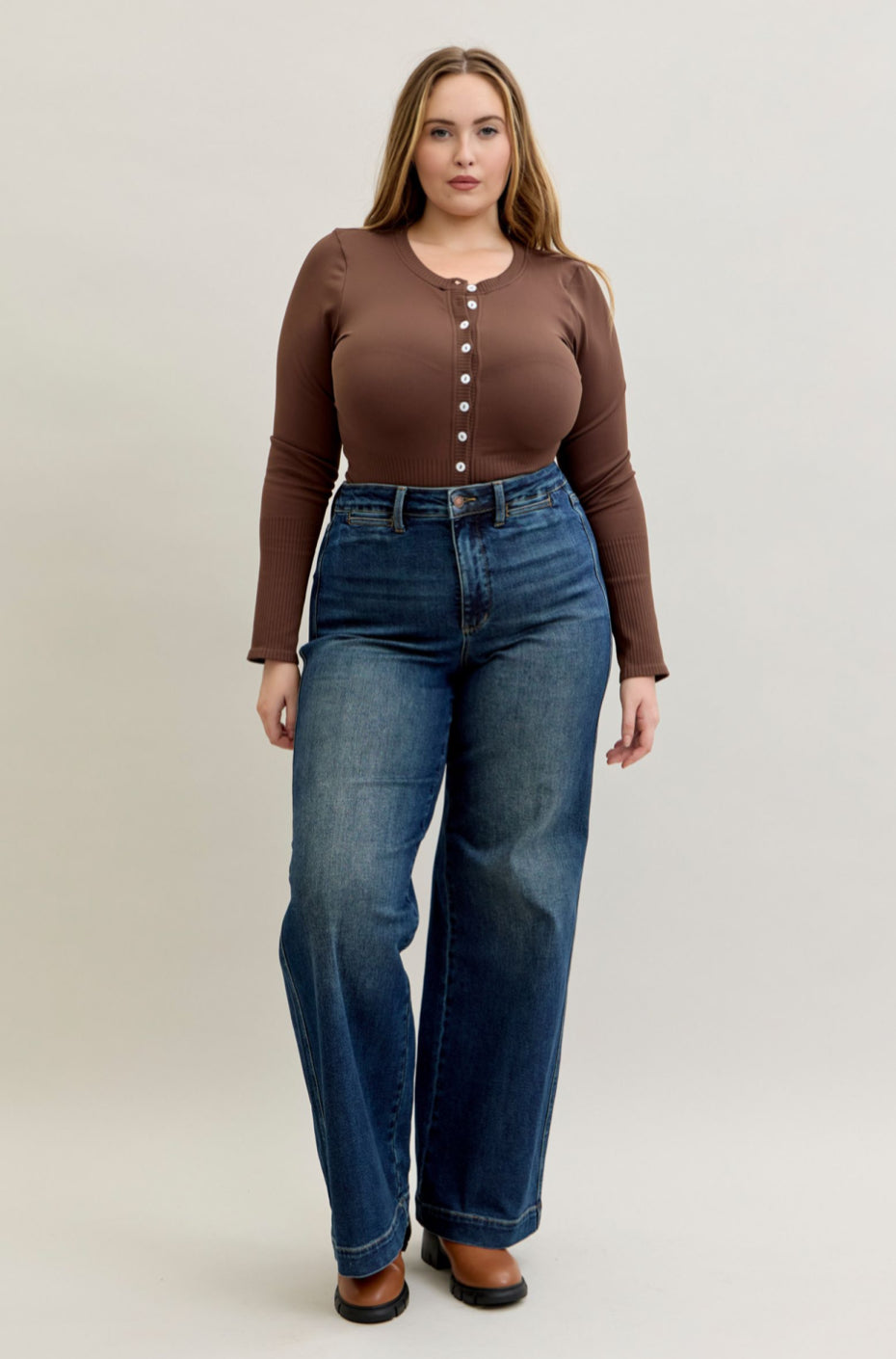 High Waist | Retro Wide Leg | Dark Wash Jeans