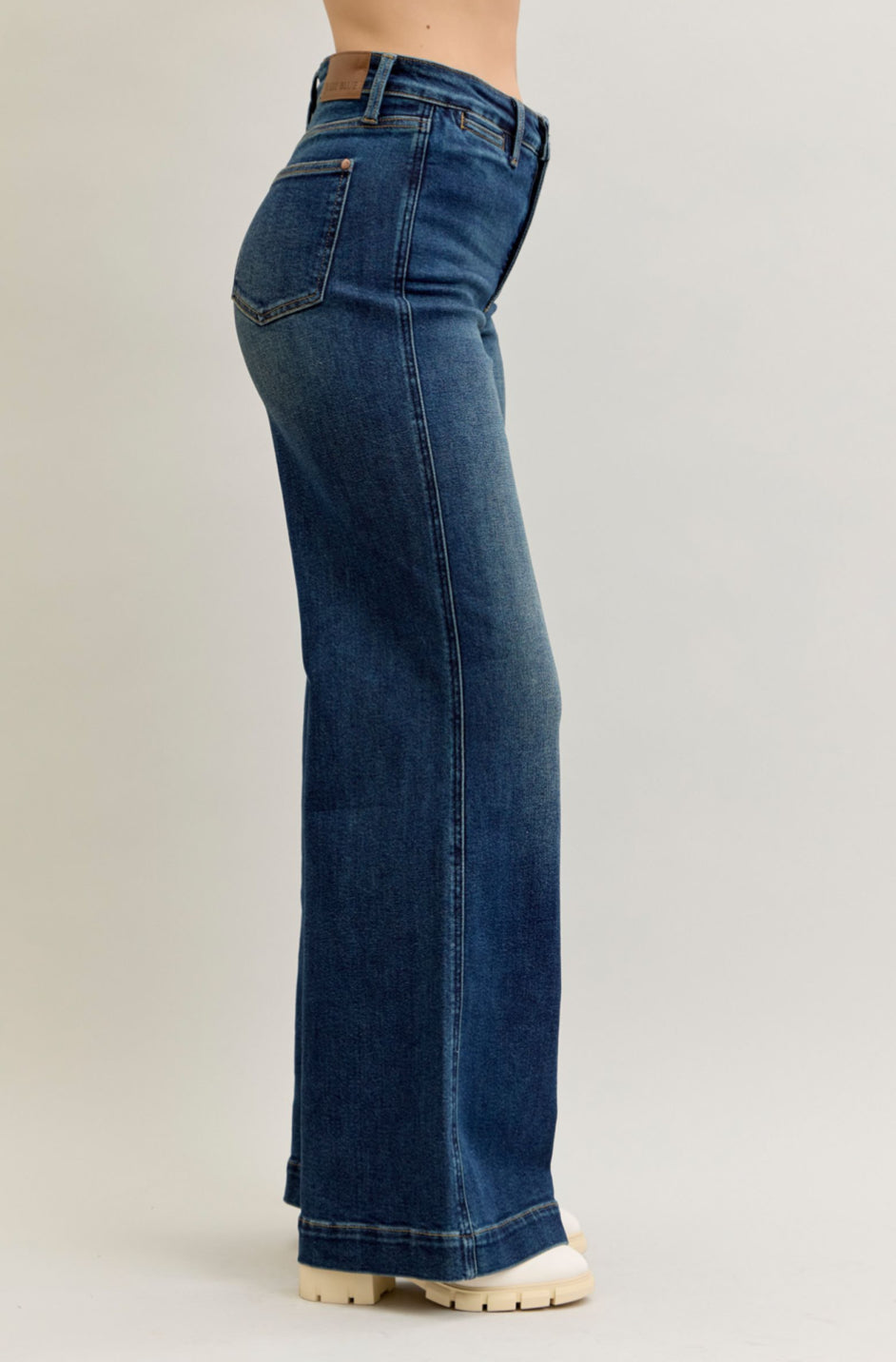 High Waist | Retro Wide Leg | Dark Wash Jeans