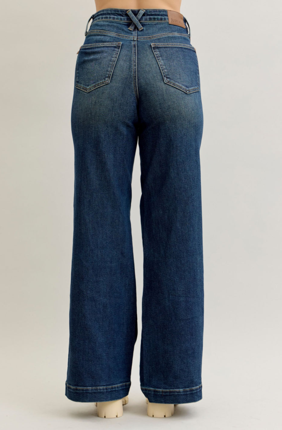 High Waist | Retro Wide Leg | Dark Wash Jeans