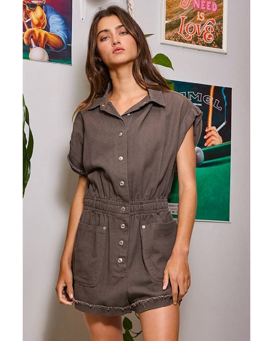 Charcoal Denim Romper