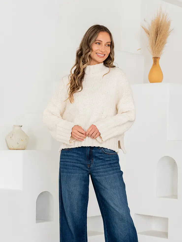 Mock Neck Chunky Knit Sweater