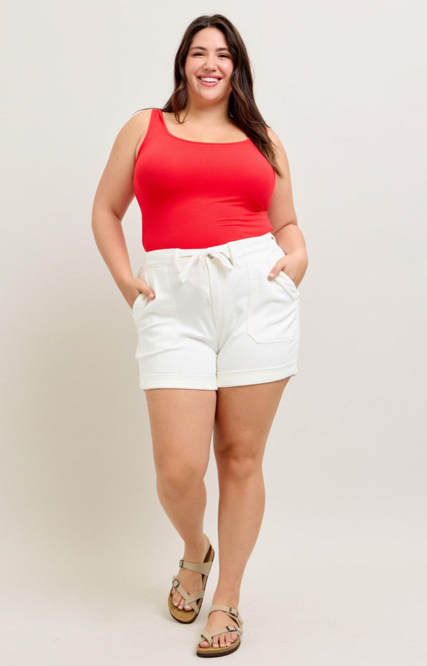 High Waist | White Jogger Shorts