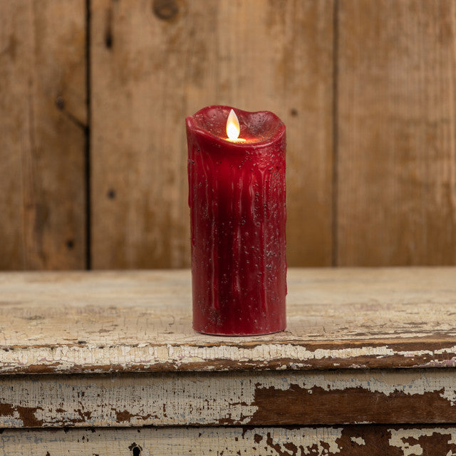 7" Moving Flame Red Pillar Candle