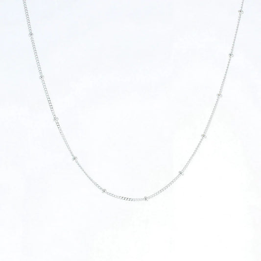 Sterling Silver Beaded Curb Chain
