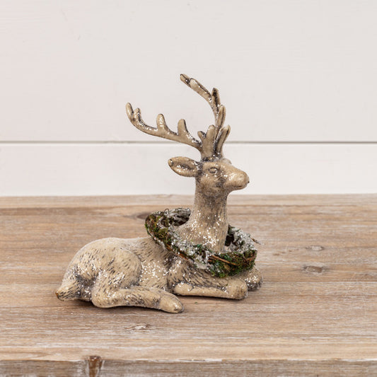 Resting Deer with Wreath