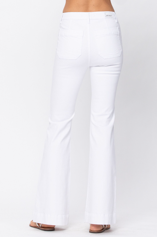 High Waist | Flare | Button Fly Patch Pocket