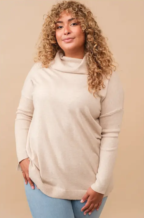 Plus size cream sales turtleneck