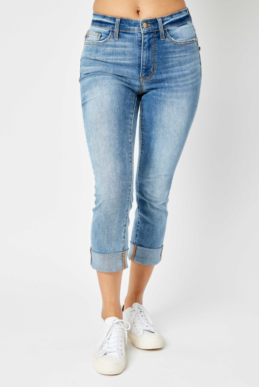 Mid Rise | Skinny | Cuffed Capri Jeans