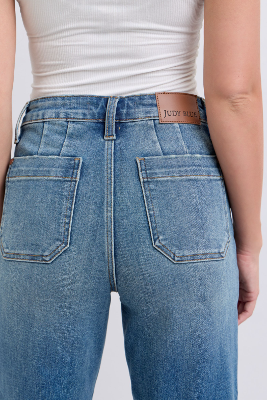 High Waist | Wide Crop | Utility Pocket Jeans
