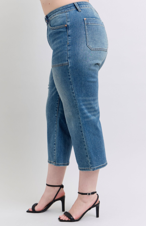 High Waist | Wide Crop | Utility Pocket Jeans