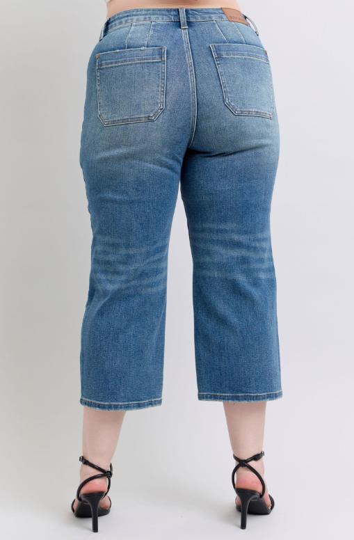 High Waist | Wide Crop | Utility Pocket Jeans