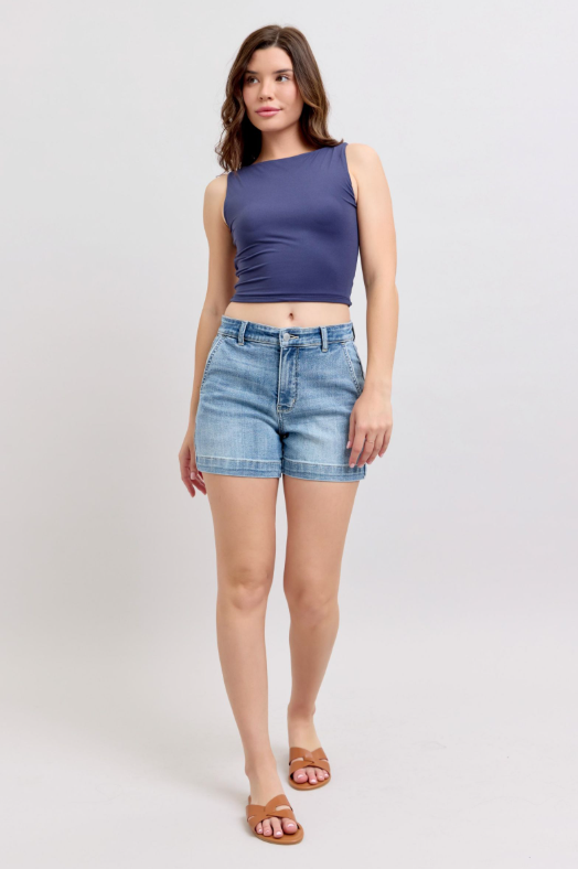 High Waist | Denim Trouser Shorts