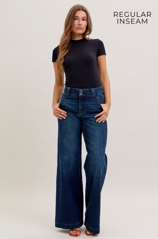 High Waist | Wide Leg | 3 Inseam Trouser Jean