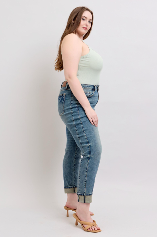 Mid-Rise | Boyfriend | Vintage Wash Side Panel Jeans