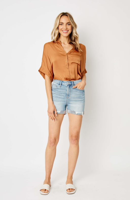 High Waist | Cuffed Cut Off Shorts