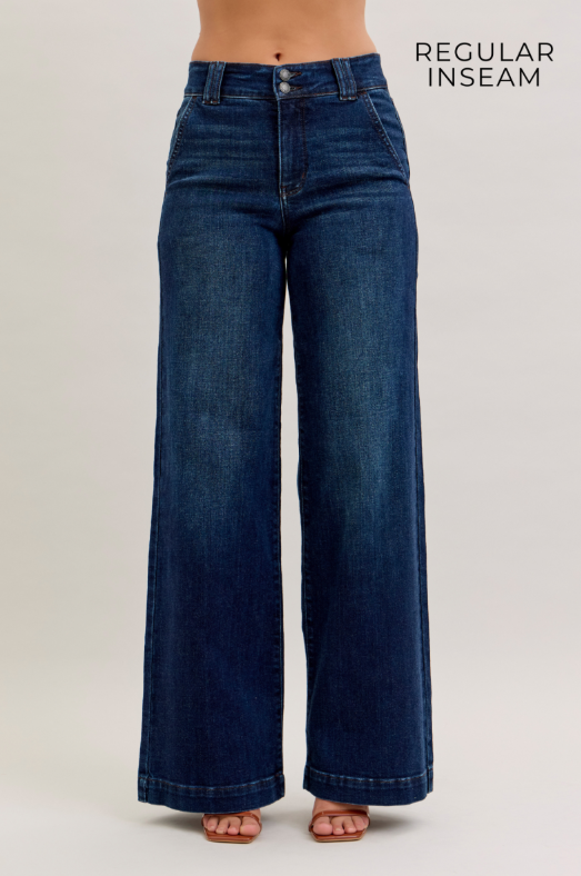 High Waist | Wide Leg | 3 Inseam Trouser Jean
