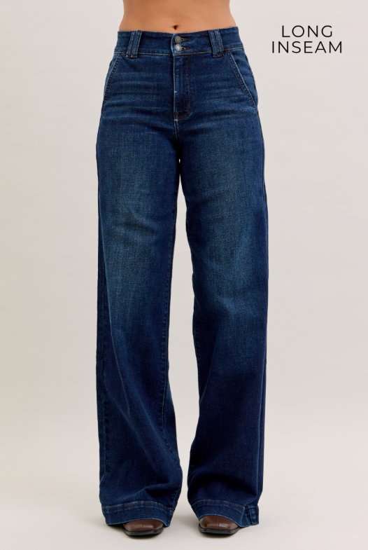High Waist | Wide Leg | 3 Inseam Trouser Jean