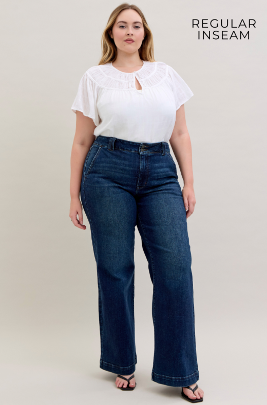 High Waist | Wide Leg | 3 Inseam Trouser Jean