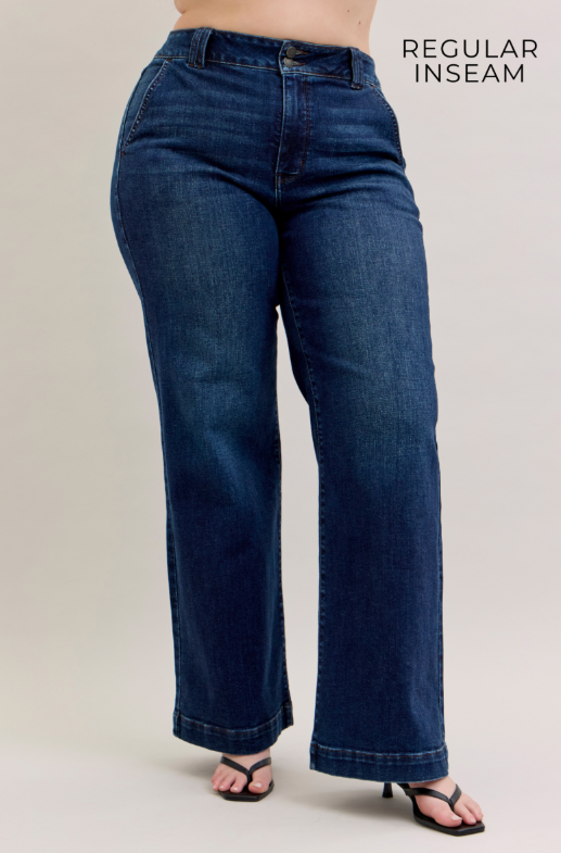 High Waist | Wide Leg | 3 Inseam Trouser Jean