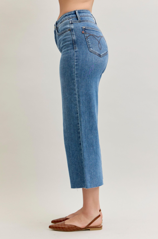 High Waist | Wide Crop | Classic Raw Hem Jeans