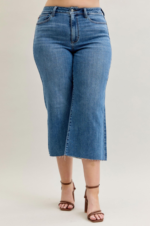 High Waist | Wide Crop | Classic Raw Hem Jeans