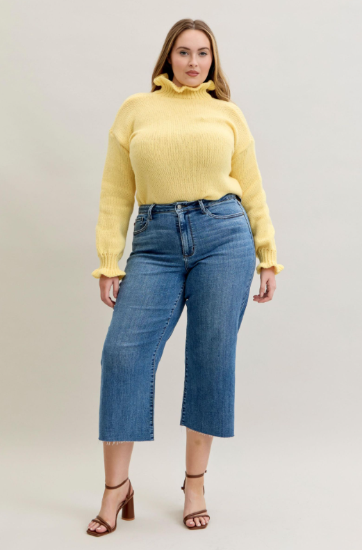 High Waist | Wide Crop | Classic Raw Hem Jeans