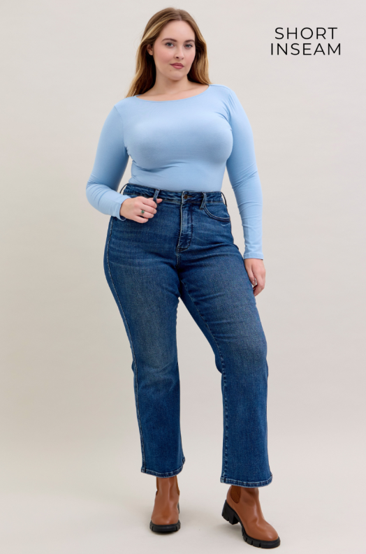 High Waist | Bootcut | Short Inseam Tummy Control Jeans