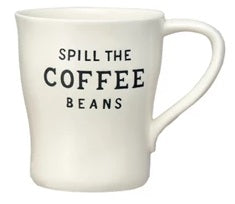 Stoneware Mug with Wax Relief Coffee Saying