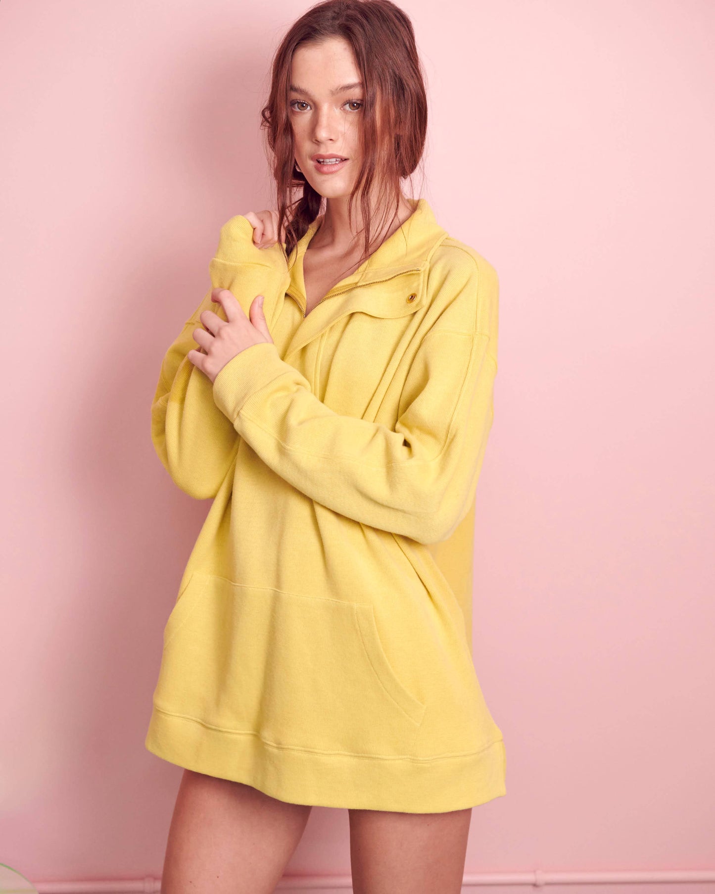 PLUS EXCLUSIVE Front Pocket Sweatshirt | Citron