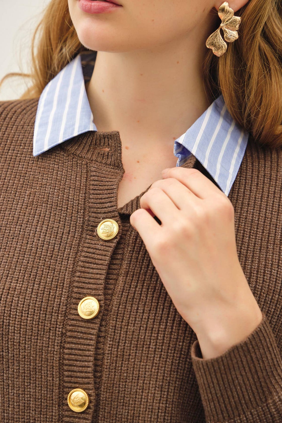 Layered Look Cardigan | Brown