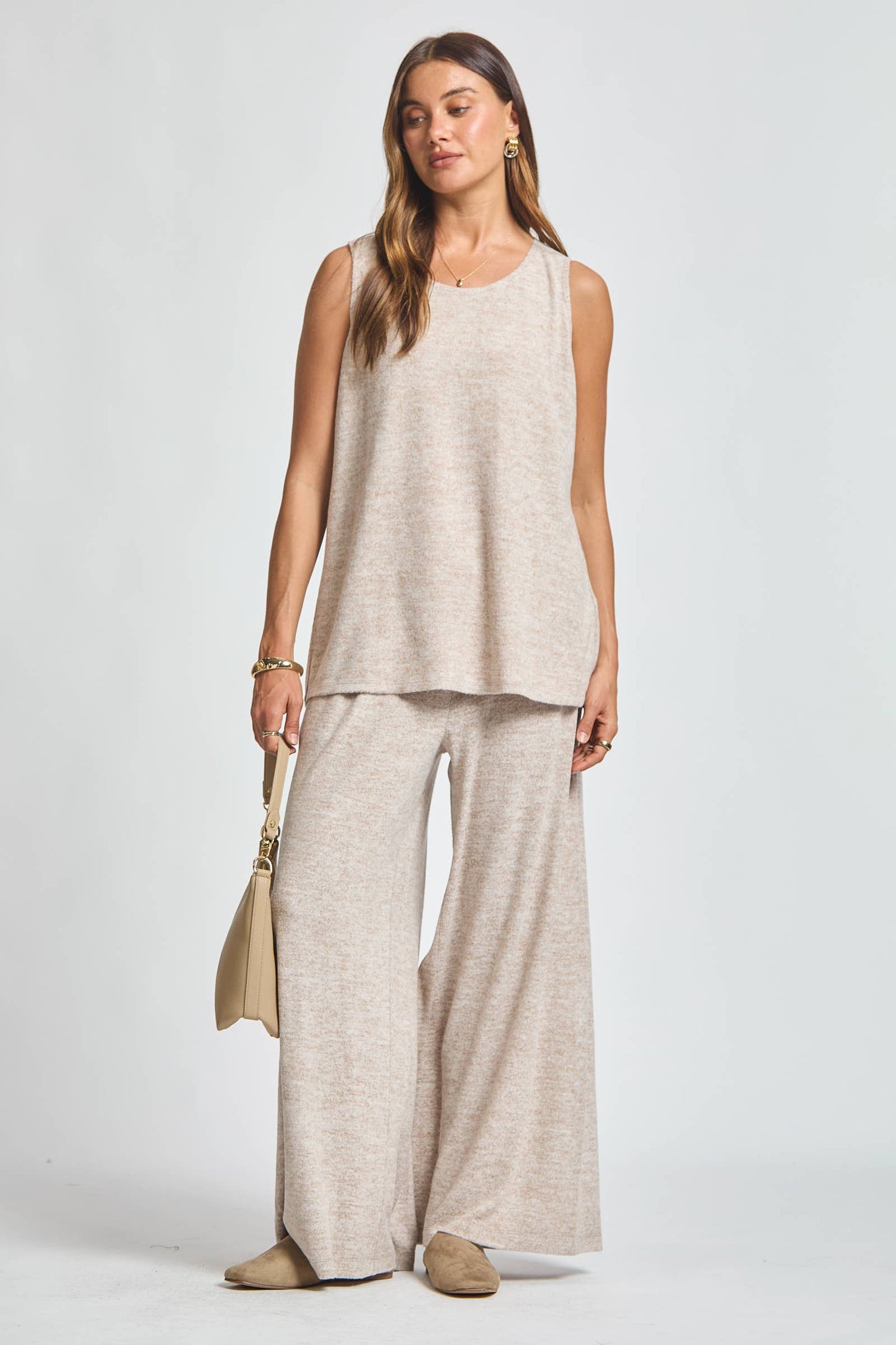 Soft Tank + Cardigan + Relaxed Pants Set