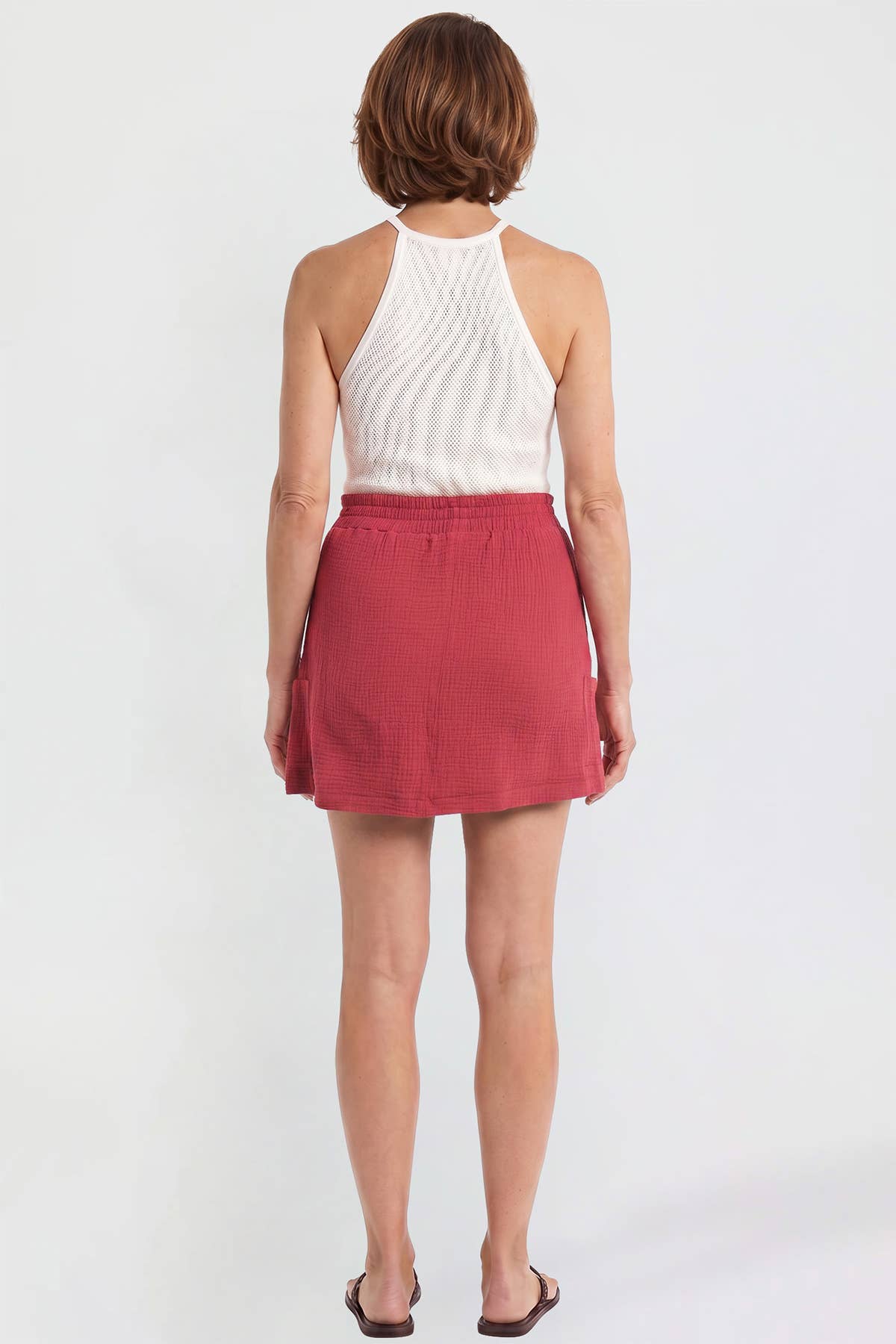 Cotton Gauze Cargo Skort