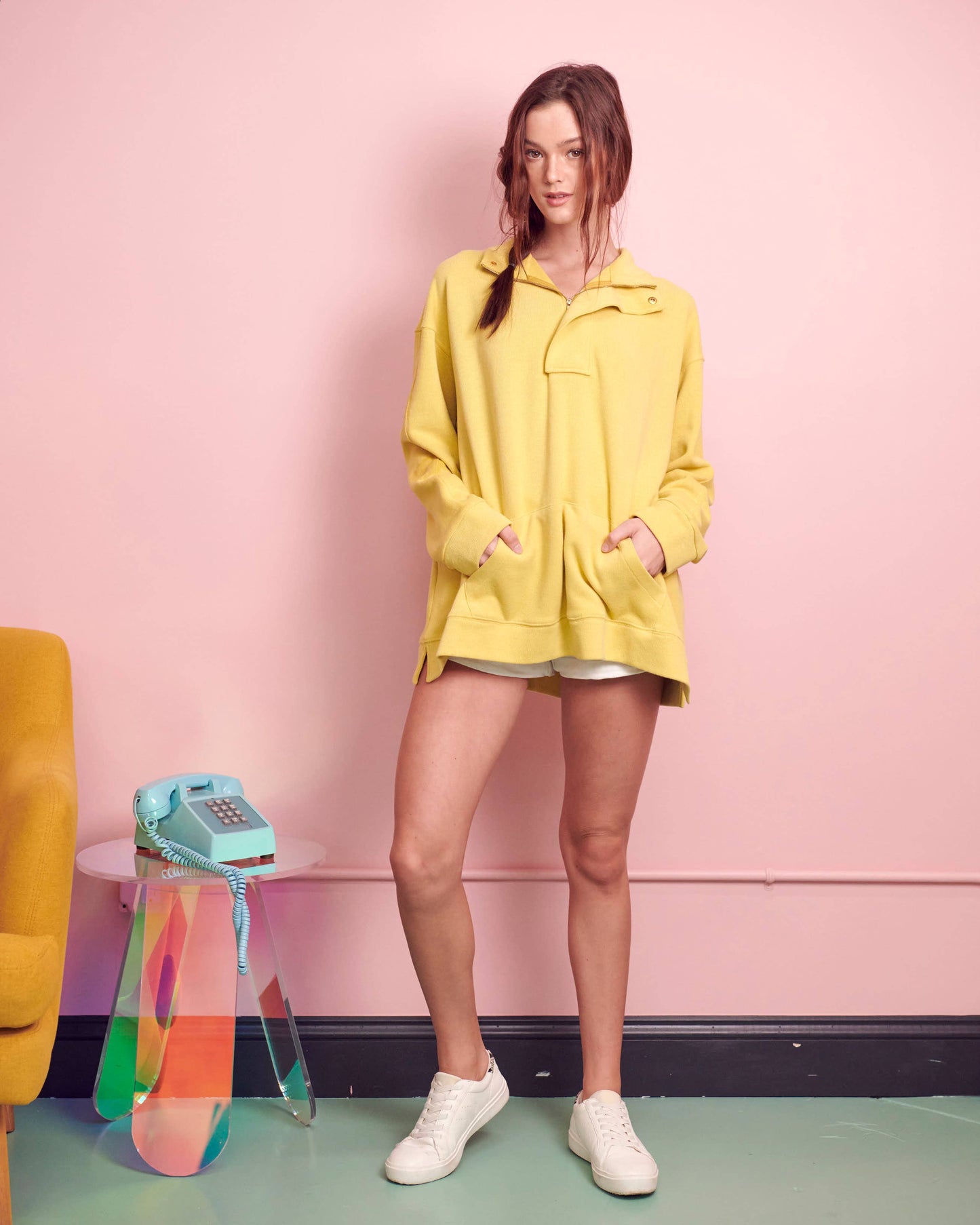 PLUS EXCLUSIVE Front Pocket Sweatshirt | Citron