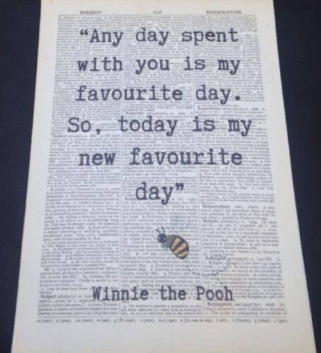 Winnie The Pooh Dictionary Wall Art Quote | Quirky Print