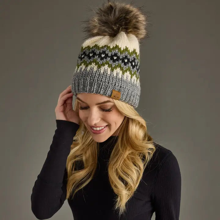 Patterned Pom Hat