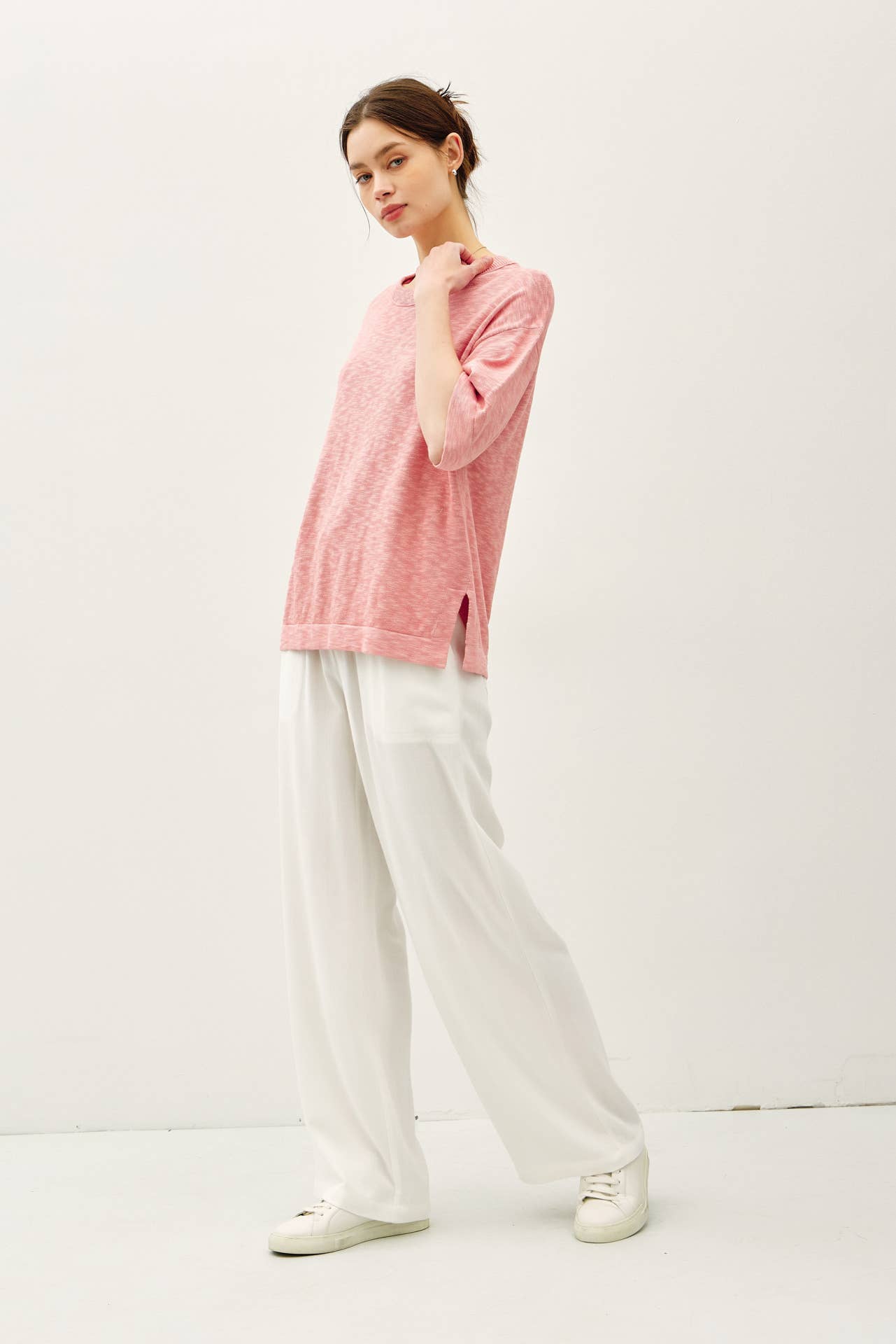 Slub Sweater Top | Rose