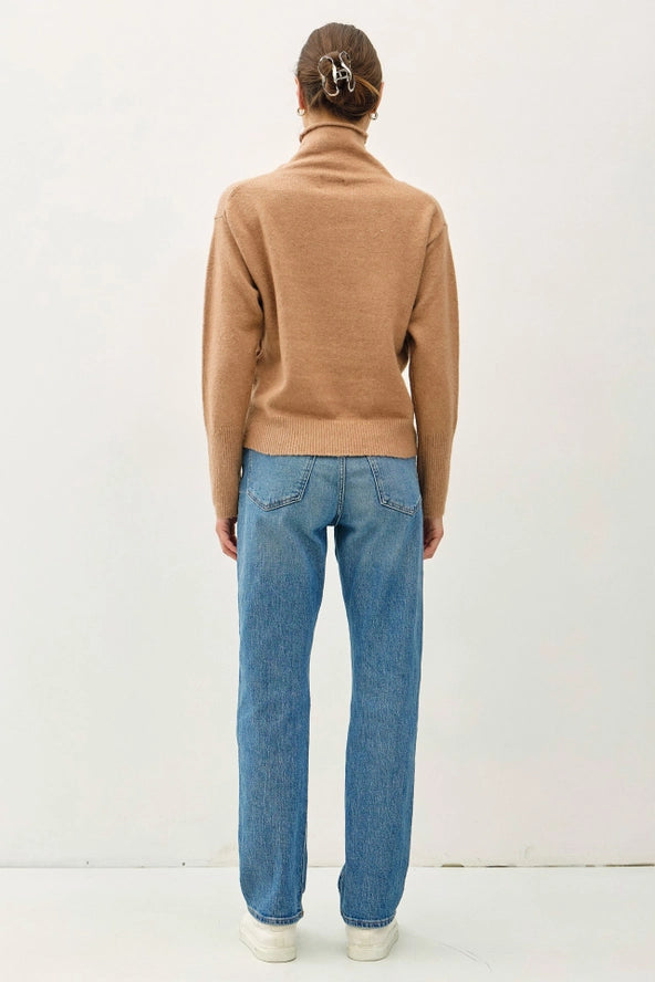 Raw Edge High Turtleneck Sweater