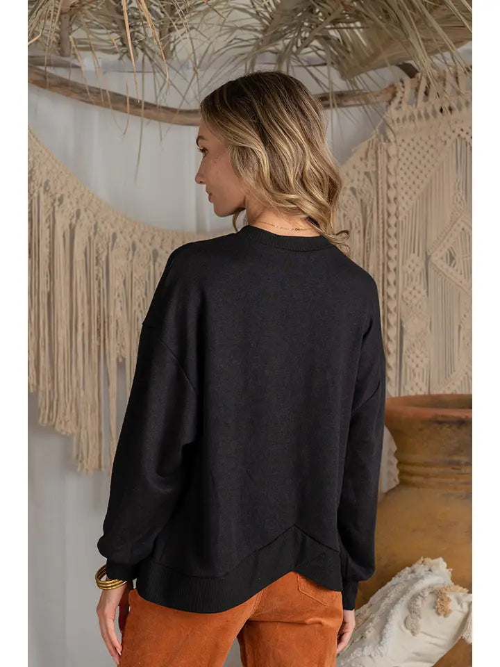 Round Neck French Terry Solid Top