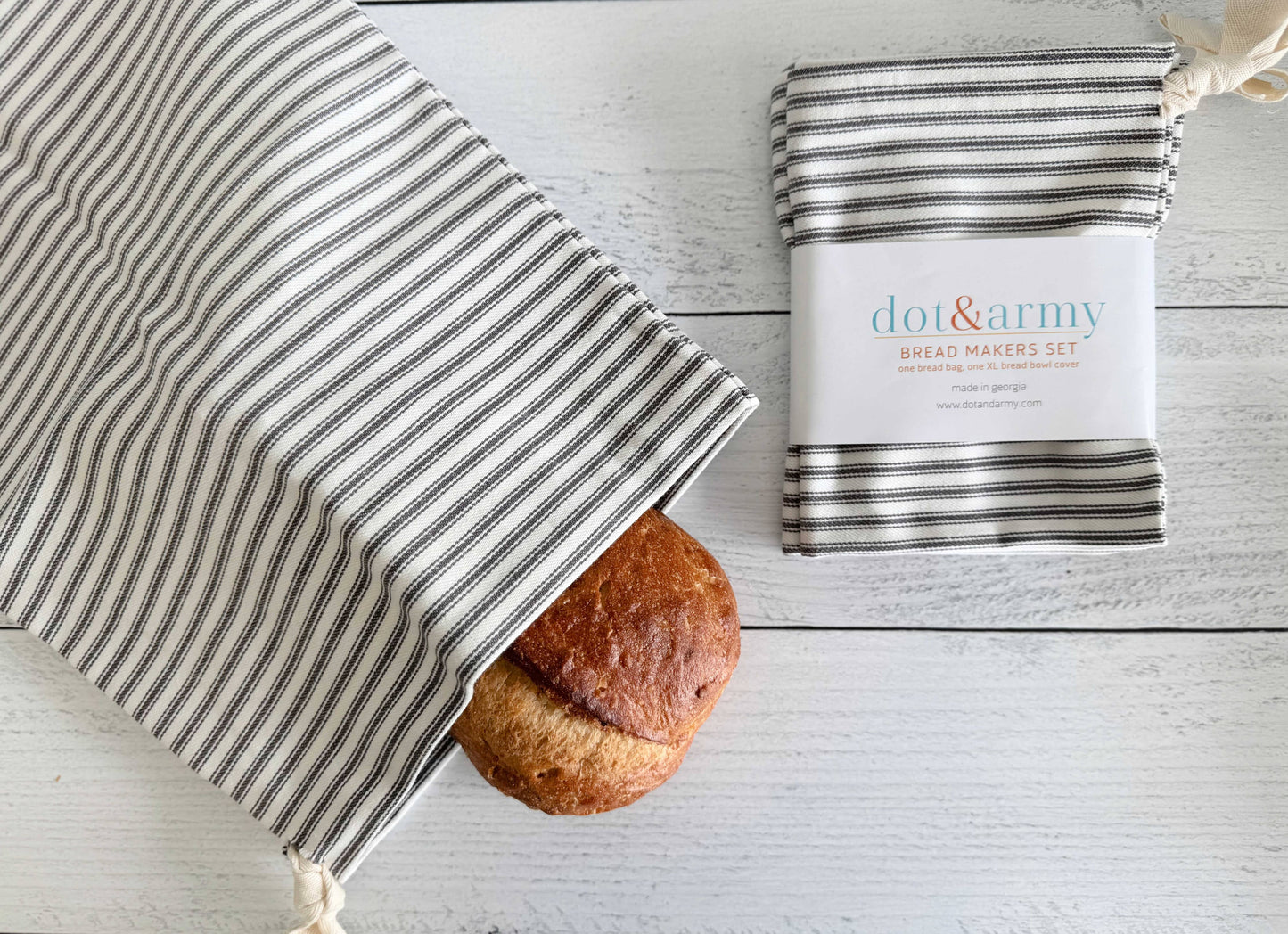 Bread Bag 2 Pack | Grey Ticking