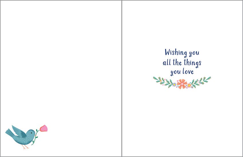 Birthday Greeting Card - Books & Bird