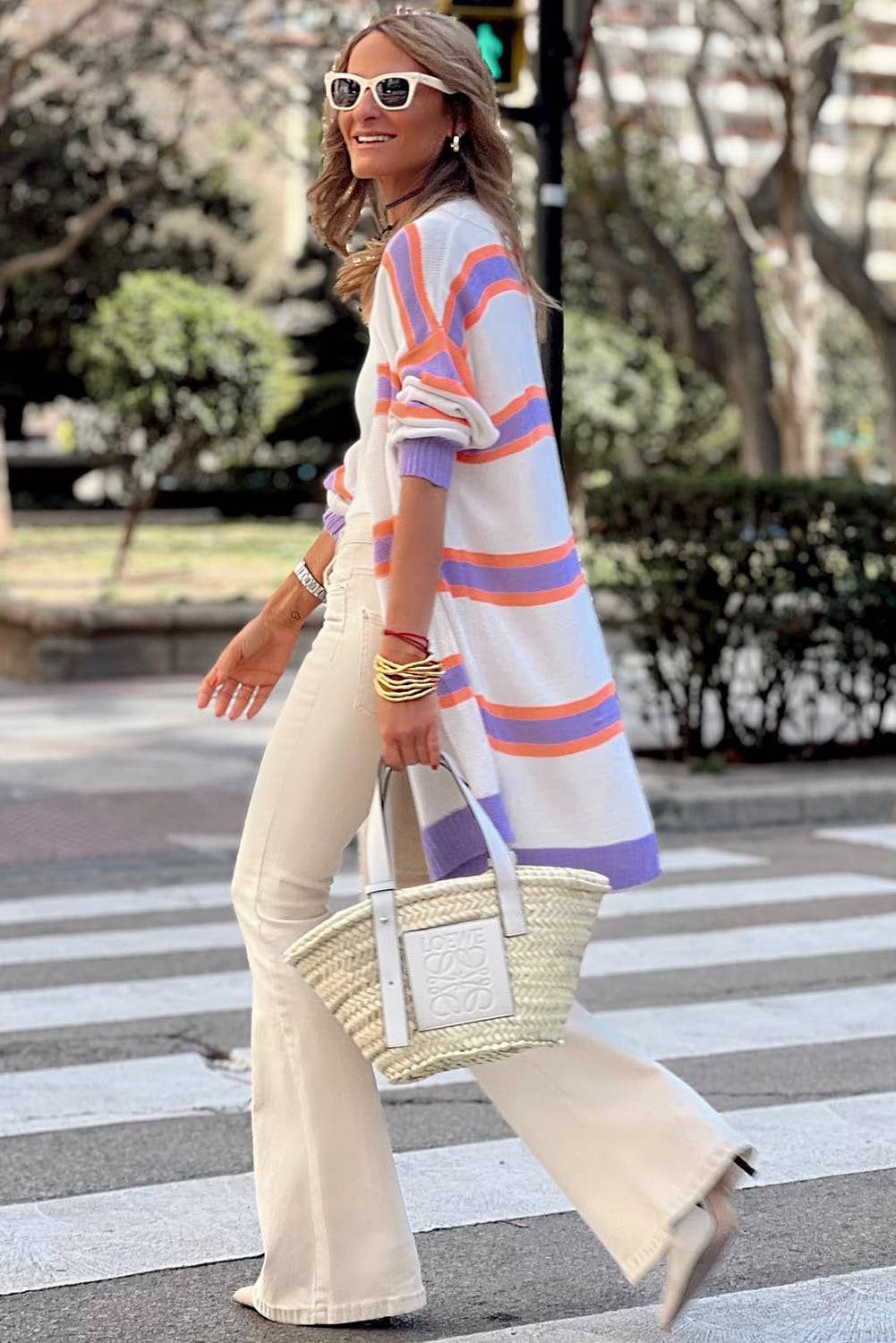 Orange & Purple Striped Cardigan