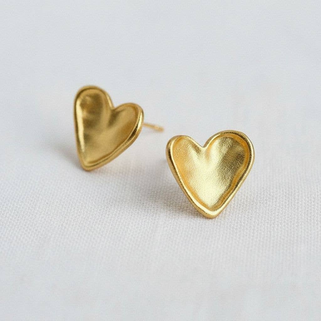 Vintage Inspired Heart Stud Earrings