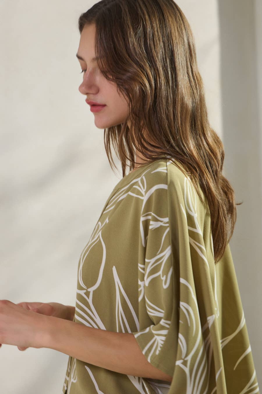 Abstract Floral Dolman Blouse