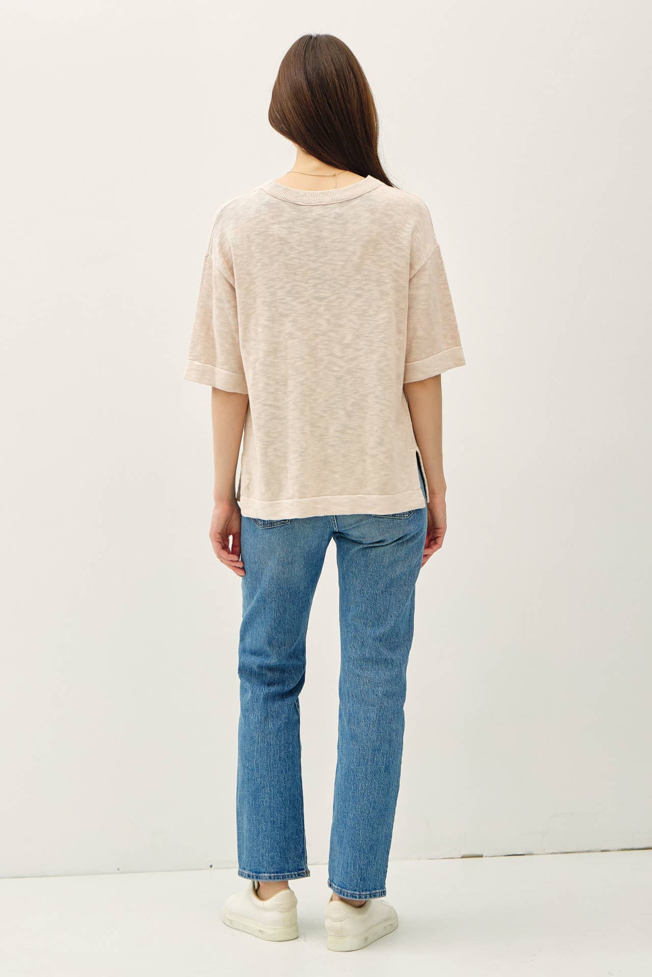 Slub Sweater Top | Beige